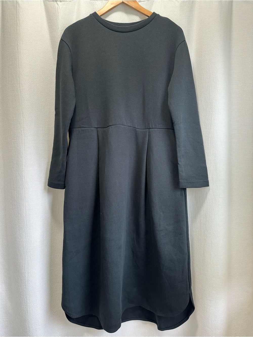 Muji Long Sleeve Black Cozy Sweatshirt Dress, XS-S
